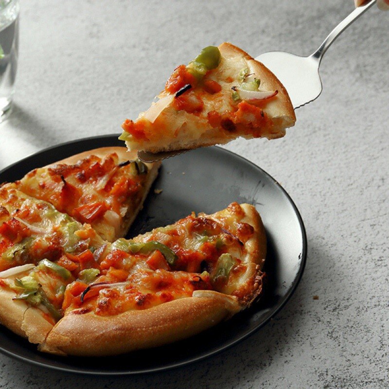 Rustfritt stål trekantet gyllentannet kakespade pizza spade ostspade kakestålkniv