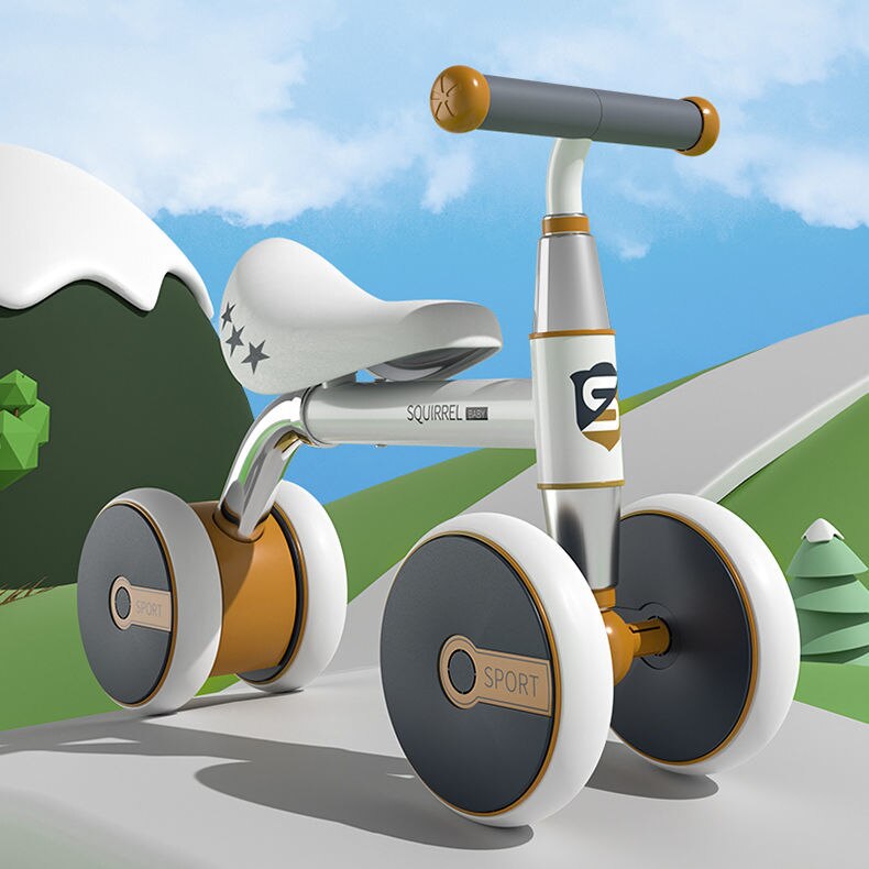 Coche de equilibrio para niños de 1 a 2 años, 2 para bebés, cochecito de bebé, coche de juguete giratorio: Blanco