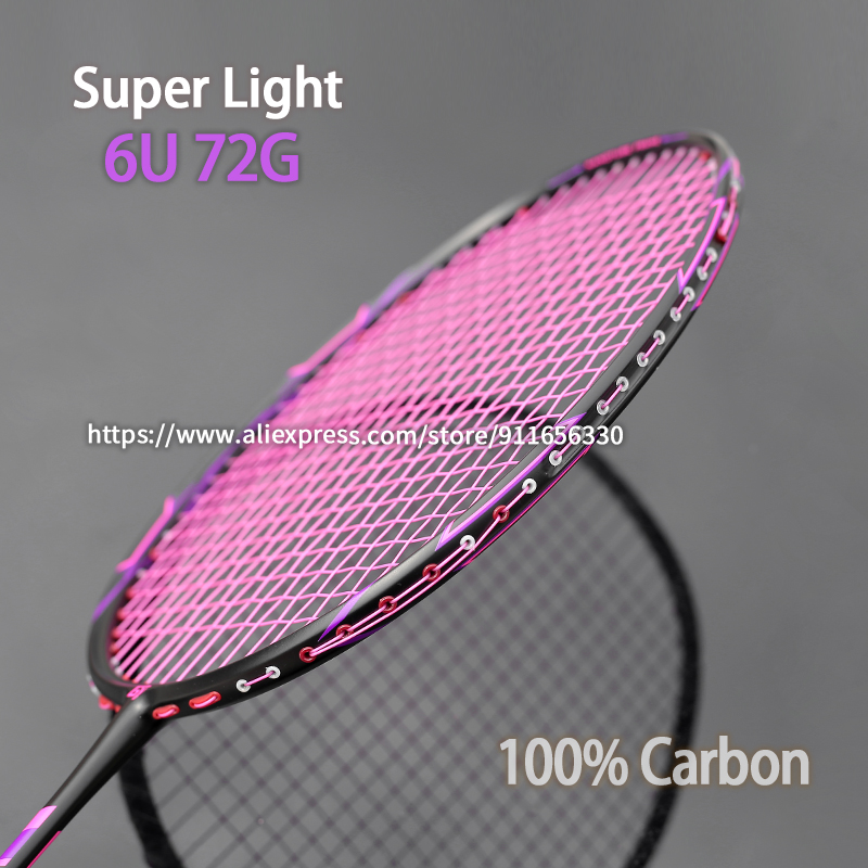 Professionele 100% Full Carbon Fiber Badminton Rackets Snaren Ultra Licht 6U 73G G5 Racket Met Zakken Speed Sport Volwassen