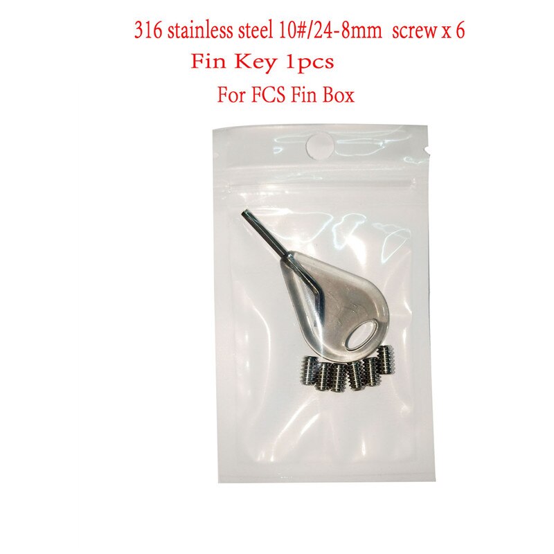 316 rustfritt stål 10#/24-12mm skruer surfebrett hale ror feste nøkkelfinne fast sekskantet skrue for fcs surf finn skrue: 1 nøkkel 6 skrue