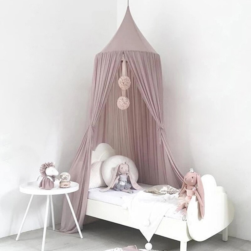 nordisch Stil Baby Bett Baldachin Moskito Netz Vorhang Kinderzimmer Bettwäsche Krippe Netz Hängen Kuppel Zelt Mädchen Prinzessin Spielen Burg: lotus farbe