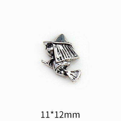 Accesorios de manicura de lujo para decoración de uñas, 10 piezas, Cruz Vintage, 3D, aleación barroca, Ángel, corazón, arte de uñas, DIY: Blanco