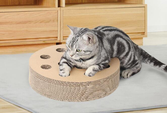 ROUND shape Cat Scratcher Fat Cat Bed Cardboard Paper Scratching Pad with funny toys