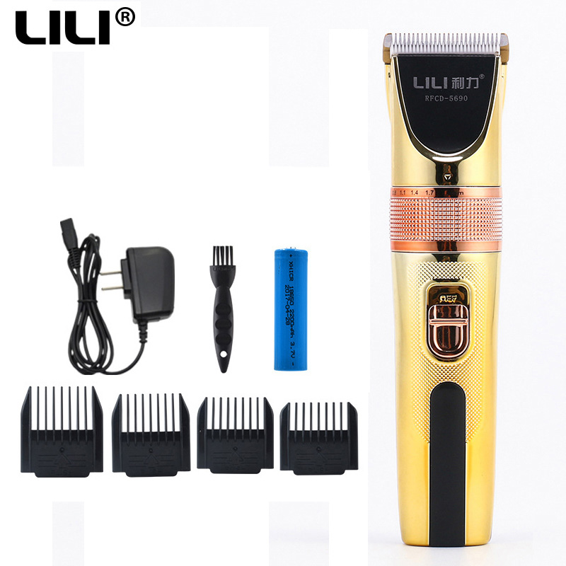 110-240V HairClipper Trimer Haircut Machine 2200mA Li-on battery Electric Hair clipper comb LCD Display: Golden