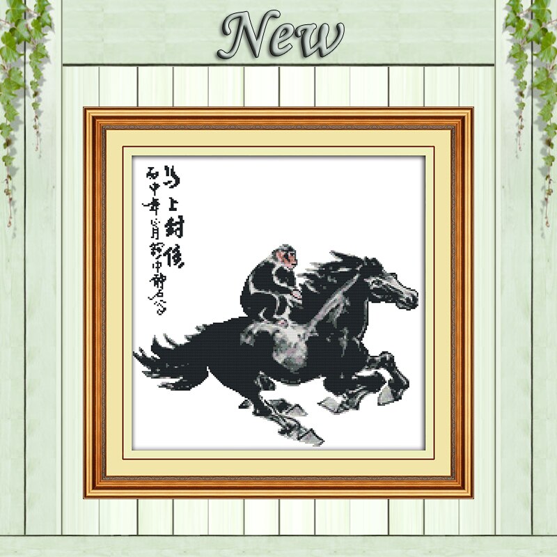 Paard aap rijke diy dier schilderen geteld print op canvas DMC 14CT 11CT chinese Kruissteek Handwerken Sets borduurpakketten