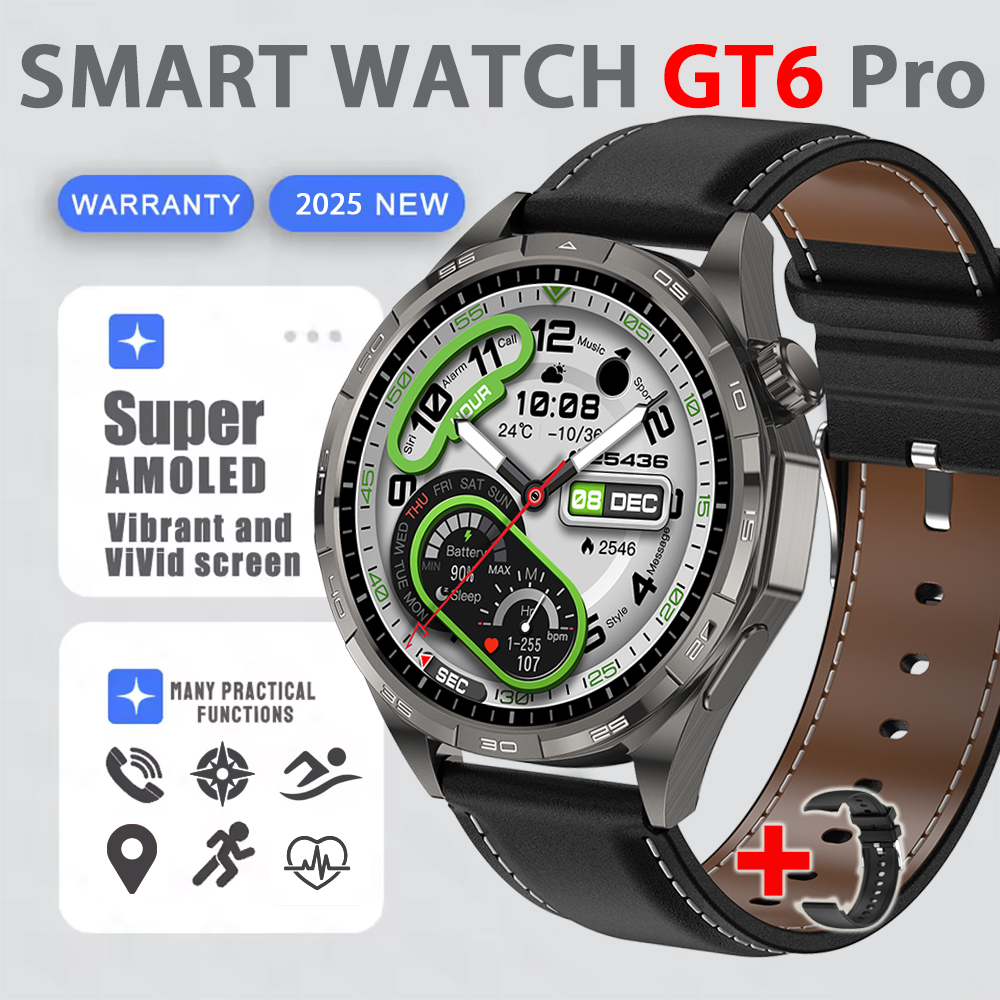 accorto guarda GT6 pro (2025) GPS AMOLED HD da 1,50 pollici Promemoria messaggio Chiamata Bluetooth Frequenza cardiaca 4 GB Smartwatch Riduzione 100%: Marrone