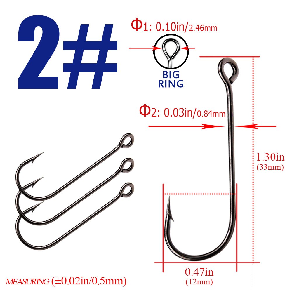10pcs / 30pcs fishing hooks with big eyes Fish Round Bent Joint Hook gamakatsu: size2 / 10pcs