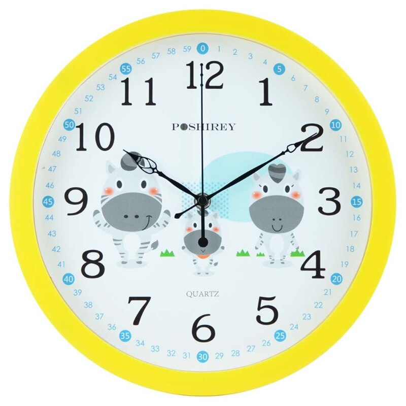 Relógio de parede mudo estilo simples criativo dos desenhos animados leite vaca padrão relógio berçário casa sala estar quarto das crianças decoração: Y