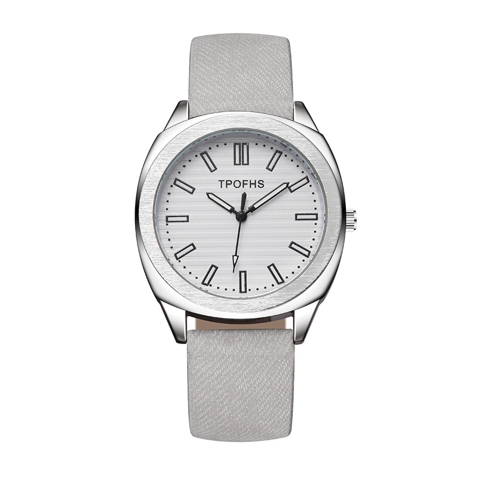 Trendy Versatile Quartz Watch Pattern Imitation Leather Band Alloy Quartz Watch Round Glass Stylish Analog Clock Reloj: B