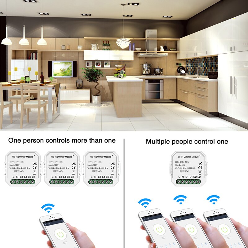 Wifi smart 2 -vejs lys led lysdæmper modul switch app fjernbetjening stemmestyring arbejde med til alexa google home