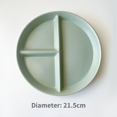 Ladycc Koreaanse Matte Ronde Eettafel Plaat Keramische Drie Raster Plaat Fruit Ontbijt Platte Plaat Kinderen Eetkamer Plaat: A