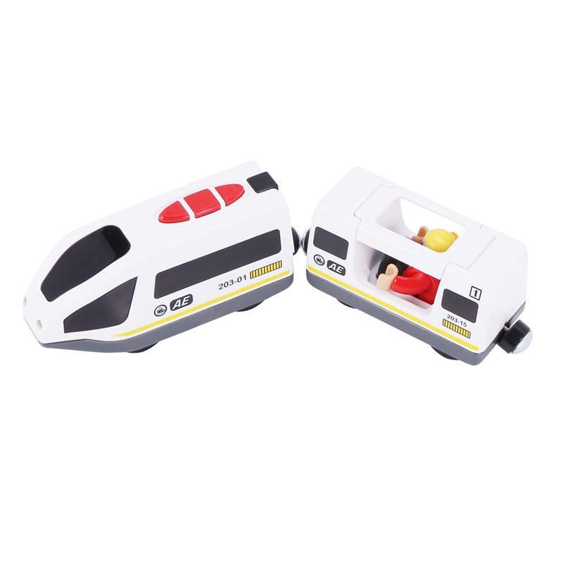 2x remote control electric trains compatible with wooden train track toys