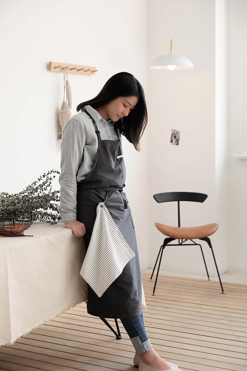 Nordic wind voksen unisex bomuld langt forklæde hagesmæk kaffebarer og blomsterbutikker arbejde rengøring forklæder til kvinder: 1
