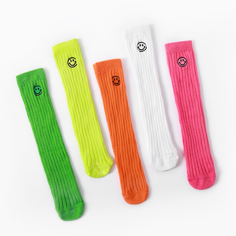 Chaussettes montantes en coton pour enfants et adolescents, bas bon marché, à la , pour filles et garçons