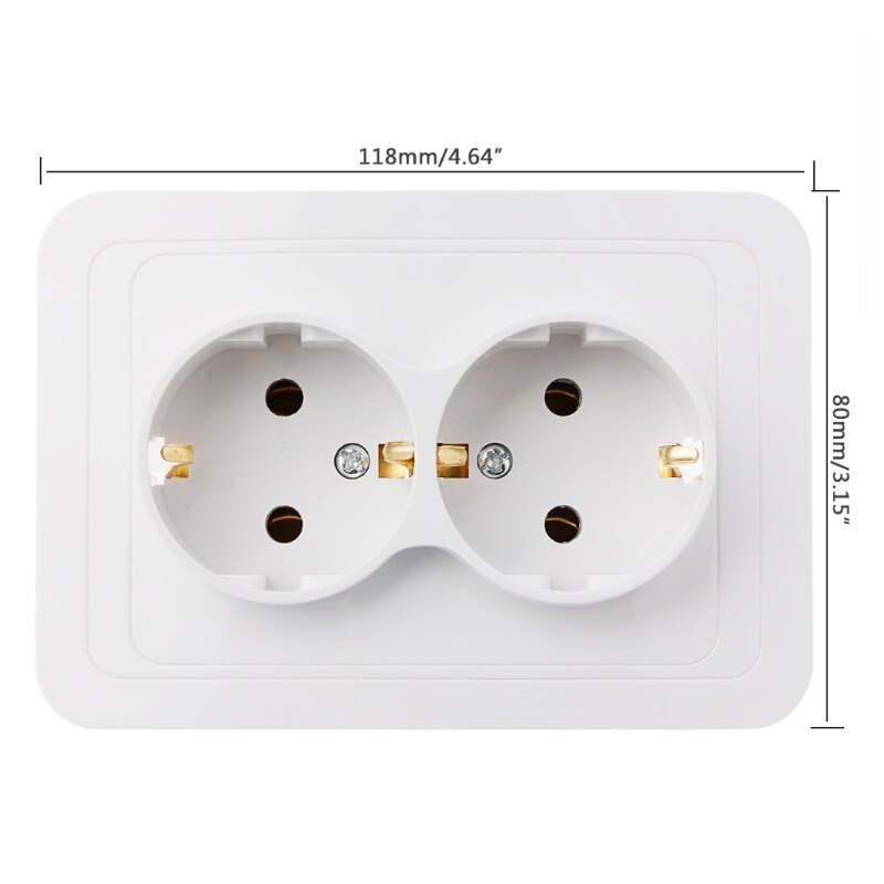 220V/16A 118x80mm EU Double Ground Socket Household Industrial Power Outlet