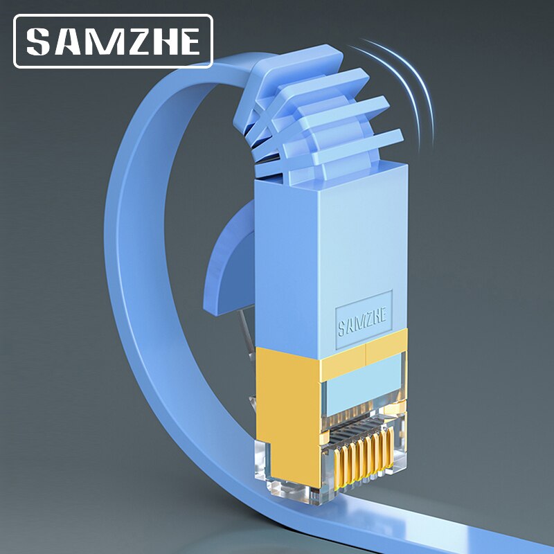 Samzhe Cat7 Platte Ethernetkabel RJ45 Kat 7 Lan Utp Rj 45 Kabel Voor Compatibel Patch Cord Modem Router