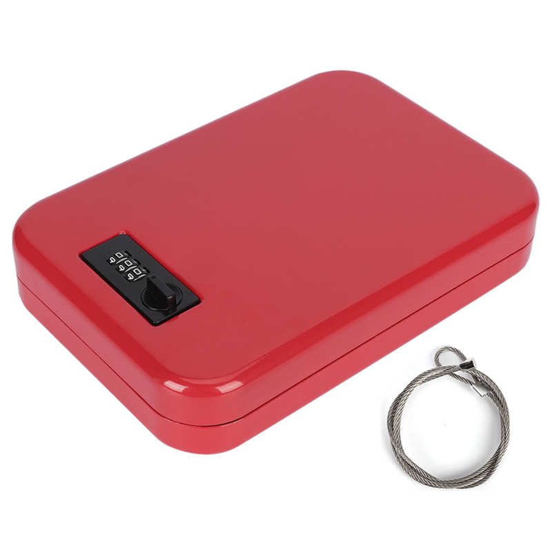 Mot de Passe mécanique Coffre-fort Portable Mini Mallette De Rangement Tôles D'acier À laminage à Froid Anti-vol Organisateur: Rouge