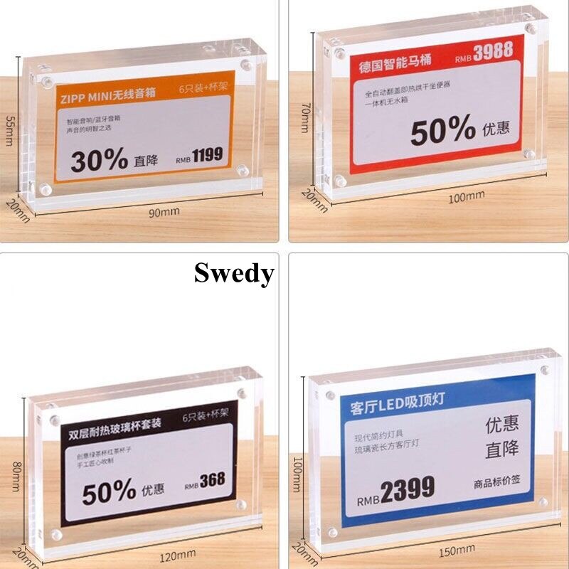 Tabletop Desktop Clear Acrylic Photo Picture Frame Display Document Certificate Artwork Decoration Magnetic Sign Holder Stand