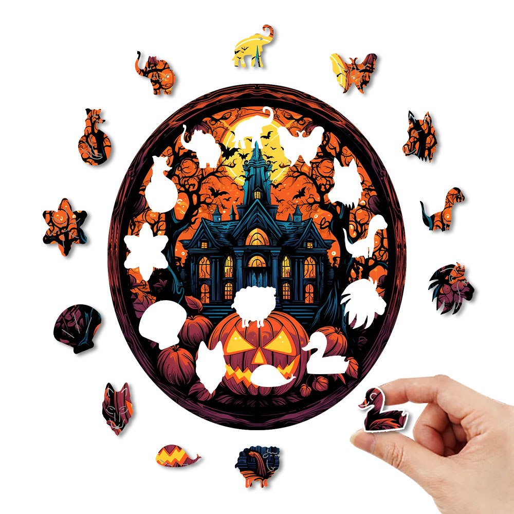 Wooden halloween pumpkin puzzle, personalized 3d-- piece puzzle for adults and children, educational toy, family interactive game