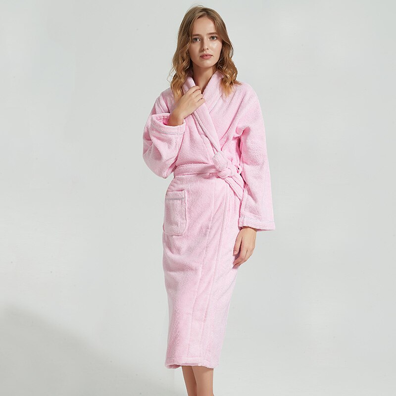 Men Bathrobe Cotton Towel Kimono Autumn Thick Warm Towel Fleece Terry Sleepwear Long Robe Hotel Spa Soft Long White Bath Robe