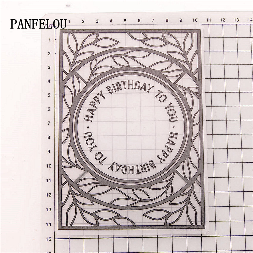PANFELOU Birthday card Embossing folders Plastic For Scrapbooking DIY Template Fondant Cake Photo Album Card Making