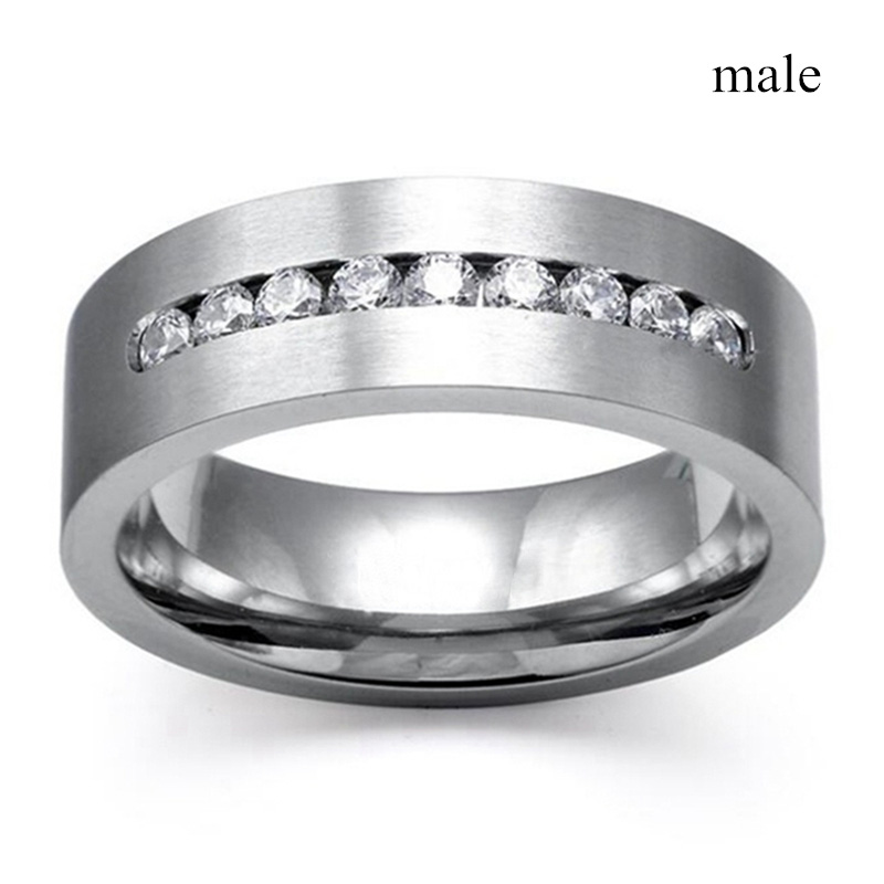 Par ringe - simpel rustfrit stål mænd ring kvinder hjerte krystal rhinestones ringe sæt bryllup forlovelsesring ring