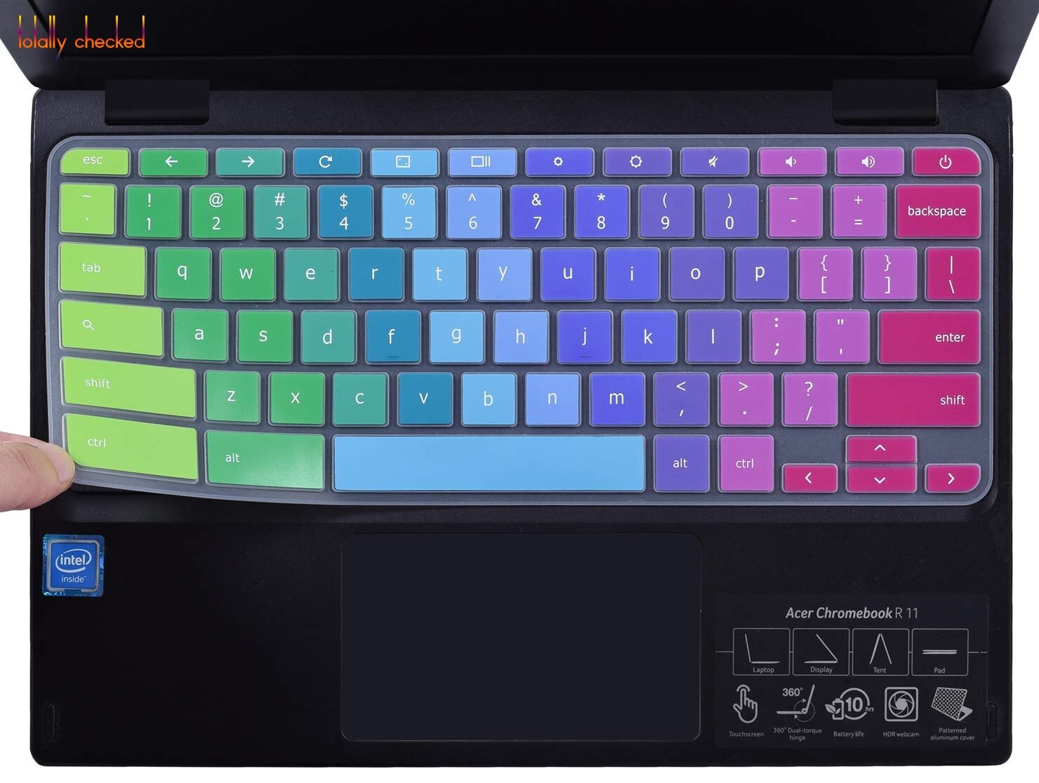 Funda protectora para teclado de ordenador portátil para Acer R11 más de 11,6/Chromebook 11 CB3-131 CB3-132/R 11 CB5-132T: rainbow