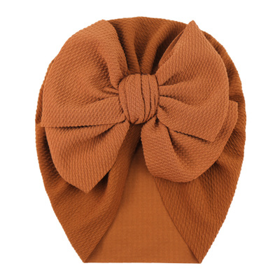 Baby cotton blends Headband Soft Bowknot Turban Hair Bands soft knit fabric pleated bow Indian hat for: Auburn