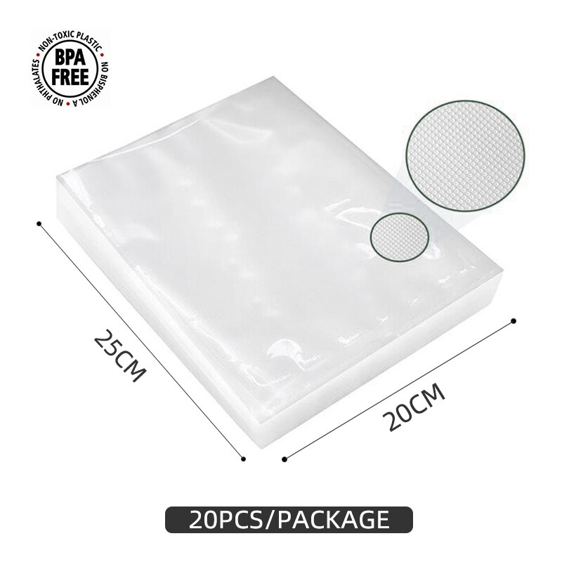 ROSPEC BPA Free Vacuum Storage Bags Kitchen Dry Wet Food Vacuum Sealing Bags Fruit Vaccum Sealer Packer Fresh-Keeping Bags 20*25: 20X25-20