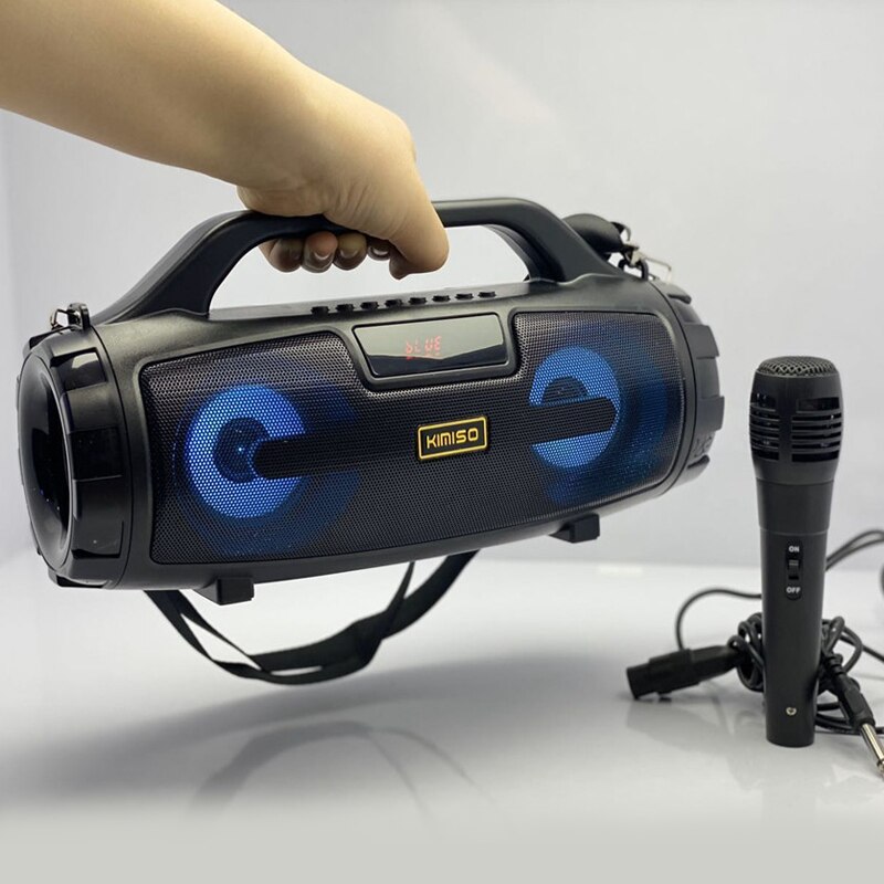 Big Power Bluetooth Speaker Outdoor Wireless Portable Column Music Center 4Dstereo Soundbar Subwoofer Boombox Support AUX TF FM: Black