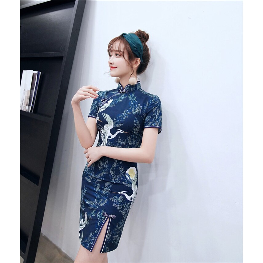 Cheongsam chinese traditionele jurk voor vrouwen \& #39 ;s jurk sexy hanfu opstaande kraag kraan slank vintage oosterse outfit qipao