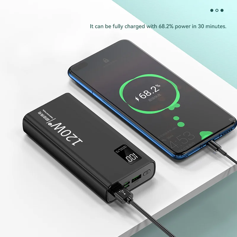 120W carga súper rápida 50000 mAh Power Bank 100% capacidad suficiente para fuente de alimentación móvil para varios teléfonos móviles