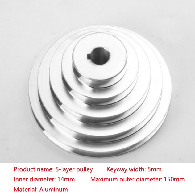 Bänkborr 54mm to 150mm ytterdiameter 14 16 18 19 20 22 24 25 28mm borrning aluminium a typ 5 steg pagodremskiva för kilrem 1pc: Silver-