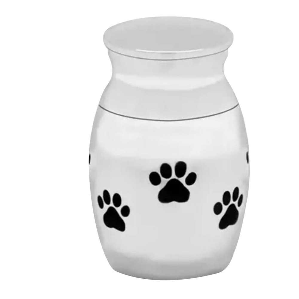Pet Urn Small Cremation Urn for Pet Ashes Stainless Steel Memorial Urns for Dogs Cats Ashes Holder: White