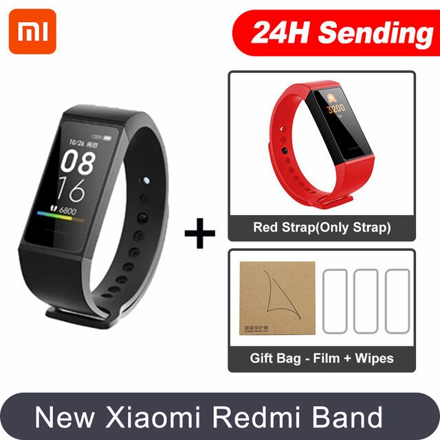Xiaomi Mi Smart Band 4C Smart Hartslag Sport Monitor Bluetooth 5.0 Waterdichte Armband Touch Grote Kleur Screen Polsband: CN add Red strap