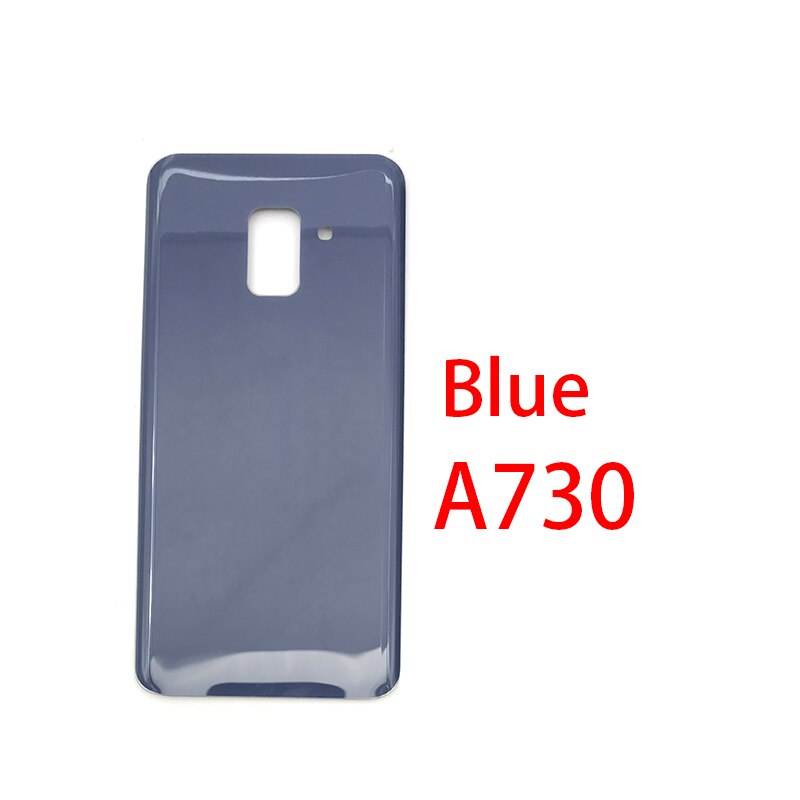 Back Glass Rear Cover Voor Samsung Galaxy A8 Plus A8 + A9 A920F A730F A530F Batterij Deur Behuizing Batterij back Cover: A730 Blue