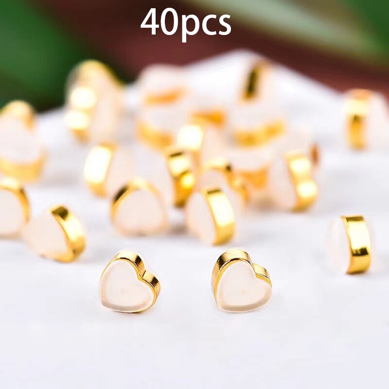 Tampões de ouvido 20/40 peças em silicone macio com anel de cobre para fazer jóias acessórios para brincos diy: 40pcs Gold