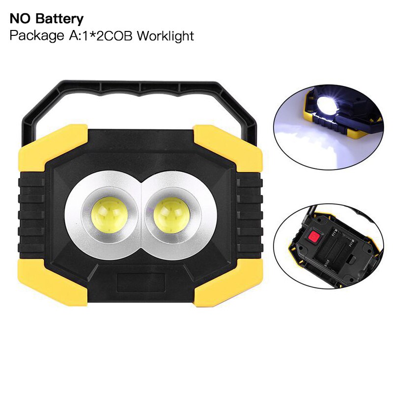 100w bærbare spotlight led arbejdslys usb genopladelig lommelygte solenergi lys bygget -in 2400 mah batteri til camping lys: -en