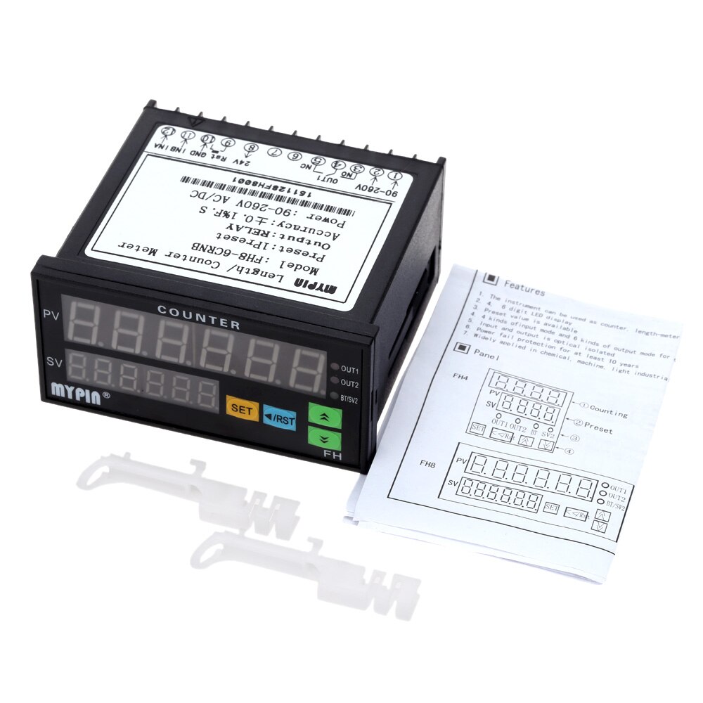 Digital Counter Mini Length Batch Meter The Hours Machine 1 Preset Relay Output Count Meter Practical Length Meter 90-260V AC/DC