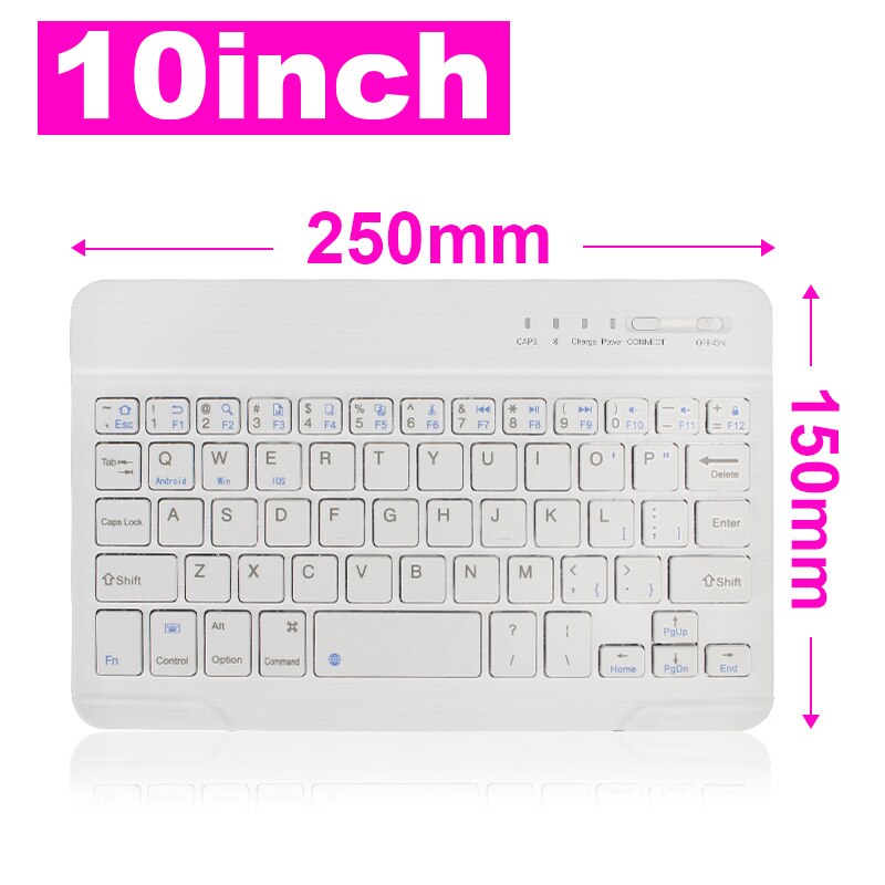 Wireless Keyboard Bluetooth Mini Keyboard Tablet Laptop Phone Keyboard Rechargeable Andriod IOS Windows Spainsh Russian Keyboard: 10 inch White