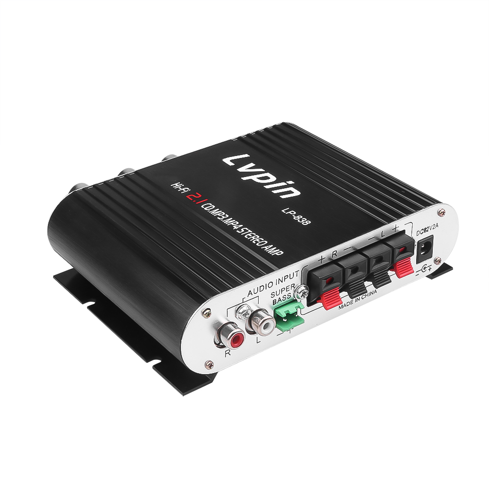 FOR LVPIN 12V 200W Mini Hi-Fi Stereo Amplifier MP3 Car Radio Channels 2 House Super Bass: Black
