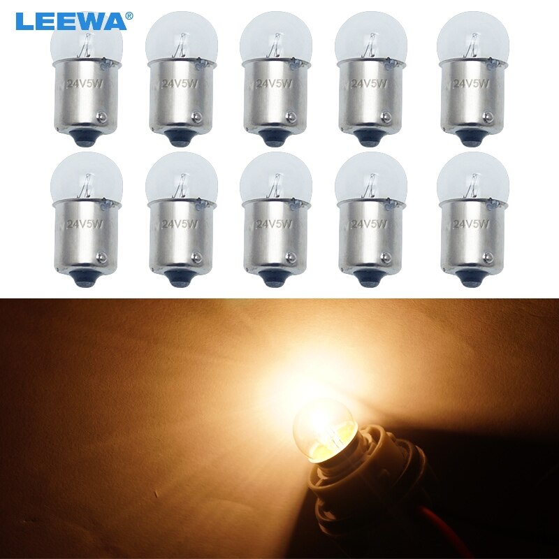 LEEWA 10pcs G18 24V5W BA15S 1156 Clear Glas Lamp Turn Tail Lamp Auto Truck Indicator Halogeenlamp # CA6128