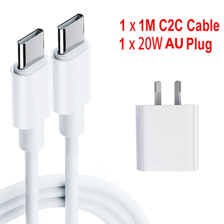 Carga rápida carregador usb para iphone 12 para samsung para huawei digital carregador de parede de carregamento rápido tipo c cabo de carregamento pd 20w: AU C2C