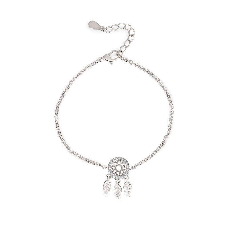 YADA – Bracelet attrape-rêve couleur argent S925 pour femme, bijou en métal, plume, amitié, cristal, BT200131
