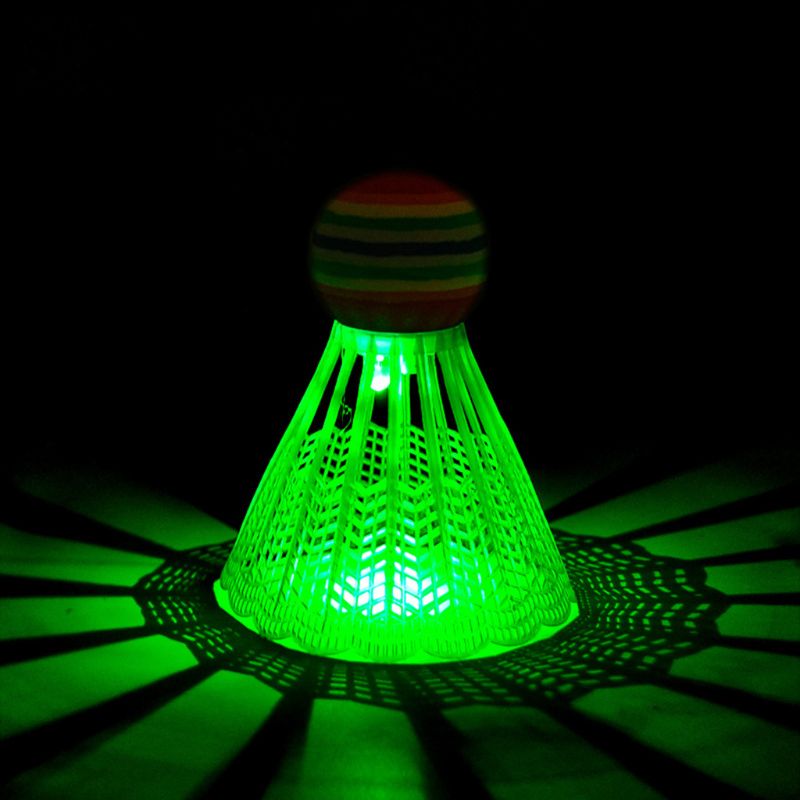 4pcs LED Lighting Badminton Birdies Glow in The Dark Night Nylon Shuttlecock Rainbow Ball Head for Outdoor Indoor Sports