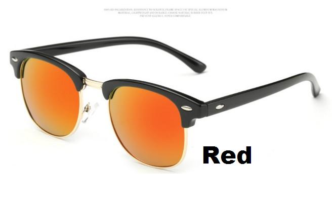 F3 Classic Half Metal Gepolariseerde Zonnebril Mannen Vrouwen Spiegel Zonnebril Mode Vrouwelijke Gafas EEN UV400: Red