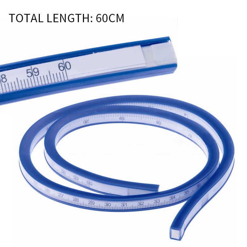 Regla curva Flexible suave, herramienta de medida de dibujo, cinta Regla de medición plástica de 60cm para pintar de dibujo de ingeniería