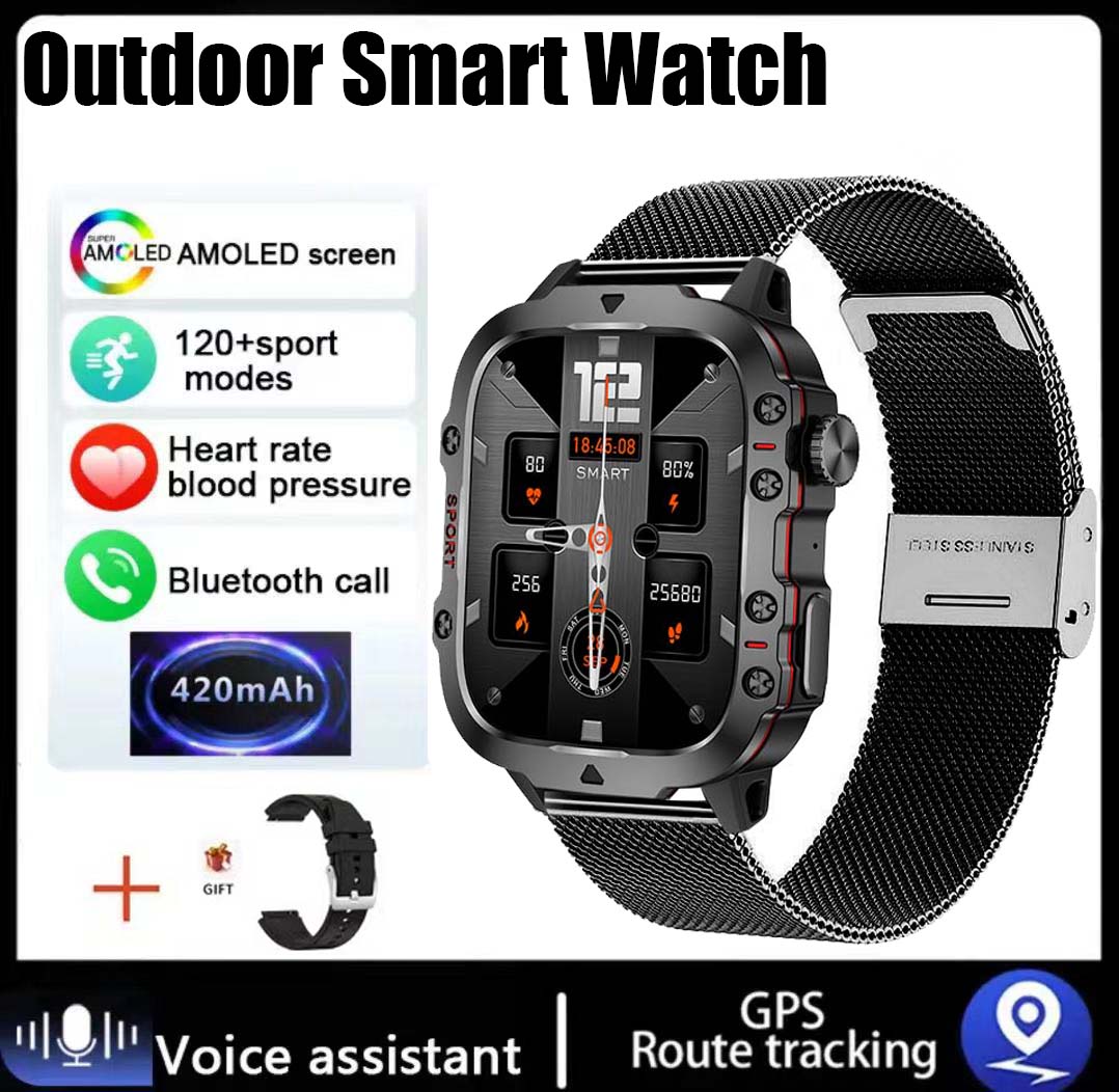 Xiaomi-Montre intelligente militaire pour hommes, IP68, 5iko, Sports de plein air, Fitness Tracker, Moniteur de santé, 2024 ", BT, Appel Smartwatch, , 1.96: green