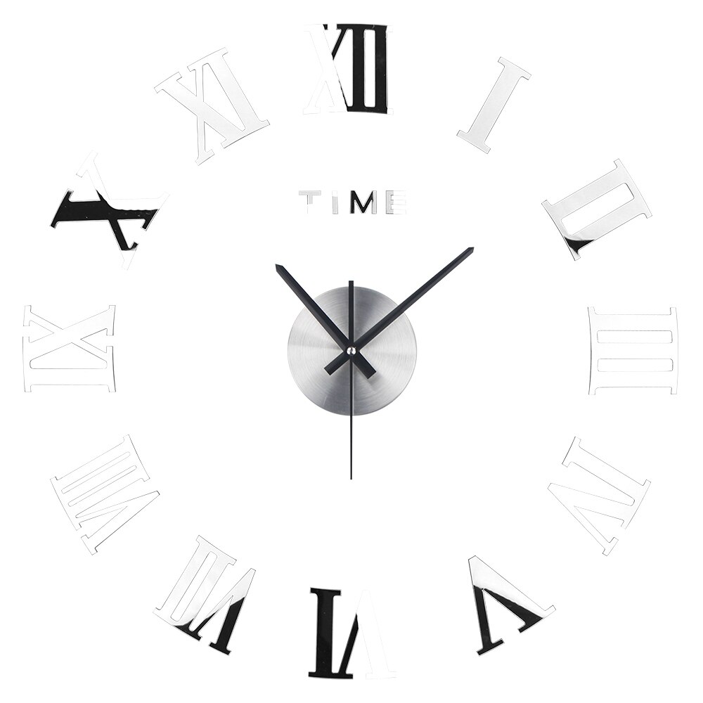 3D DIY Wall Stickers Acrylic Modern Wall Clocks Quartz Clocks Decorative Needles Home Decor Relogio De Parede: Silver