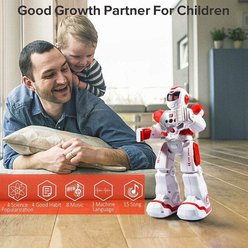 Afstandsbediening Robot Voor Kinderen Ligent Programmeerbare Robot Met Infrarood Controller Speelgoed, Dansen, Zingen, Led Ogen Rood